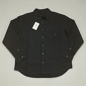 Air Jordan Essentials Mens Button Down Shirt Black Long Sleeve Large NWT FV7446